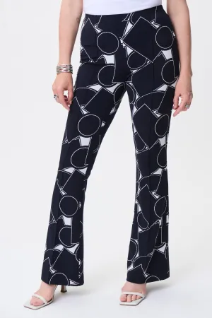 Geometric Print Silky Knit Flared Pants