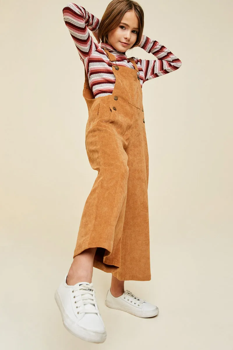 Girls Wide-Leg Corduroy Overall