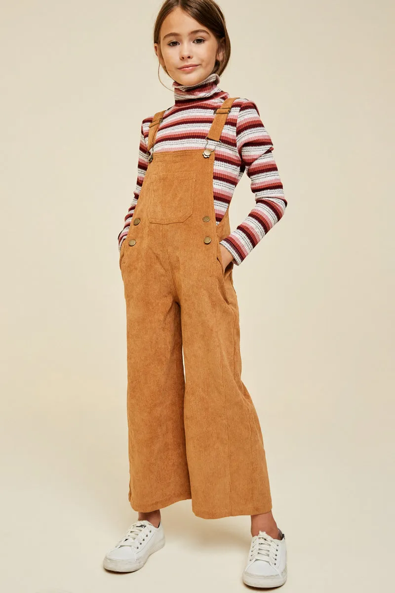 Girls Wide-Leg Corduroy Overall