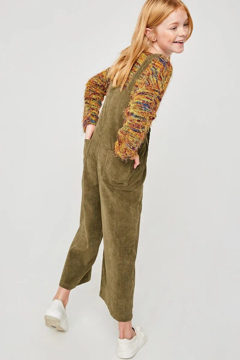 Girls Wide-Leg Corduroy Overall