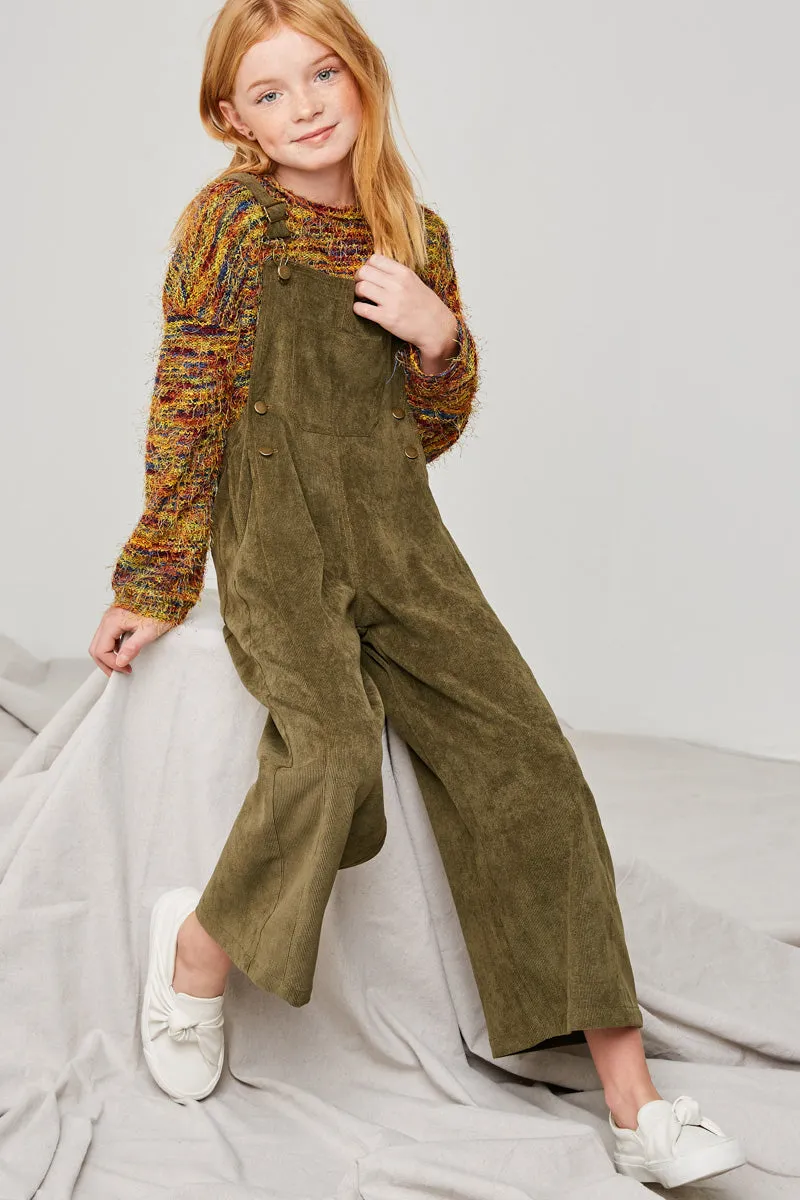 Girls Wide-Leg Corduroy Overall