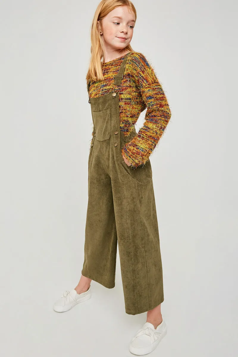 Girls Wide-Leg Corduroy Overall