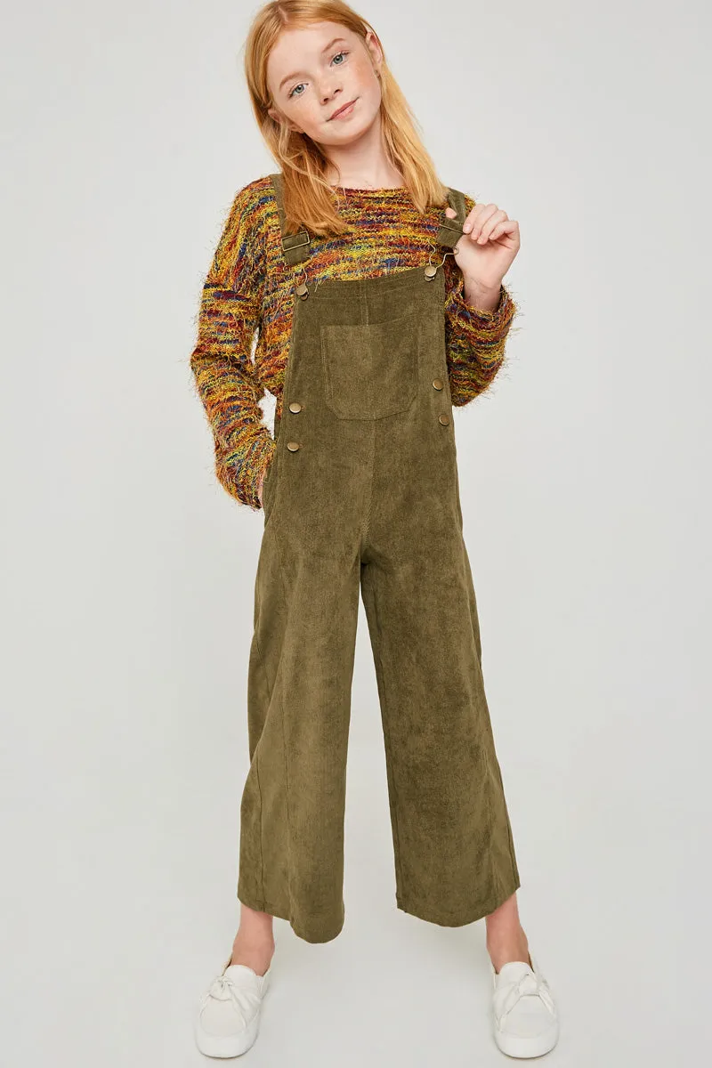 Girls Wide-Leg Corduroy Overall