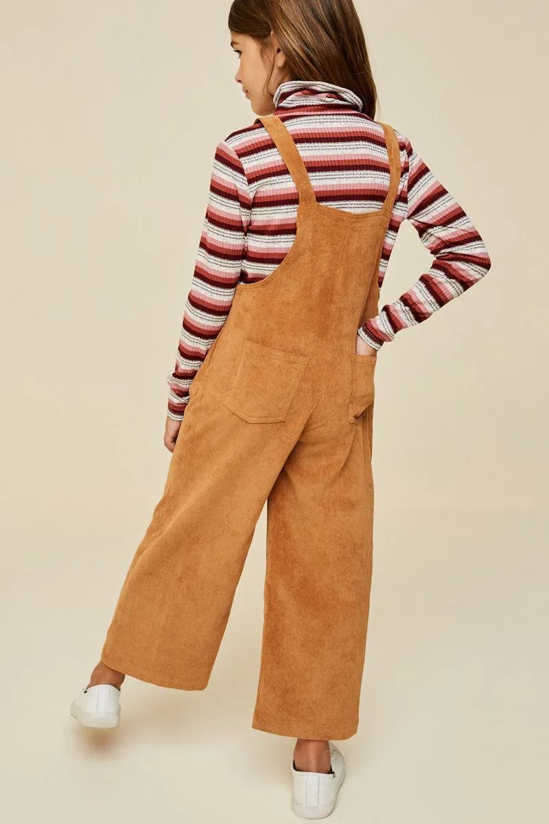 Girls Wide-Leg Corduroy Overall