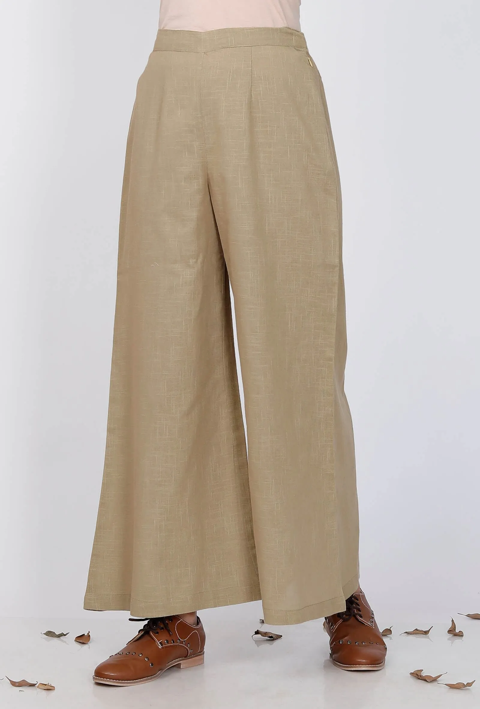 Grey Cotton Flared Pallazo
