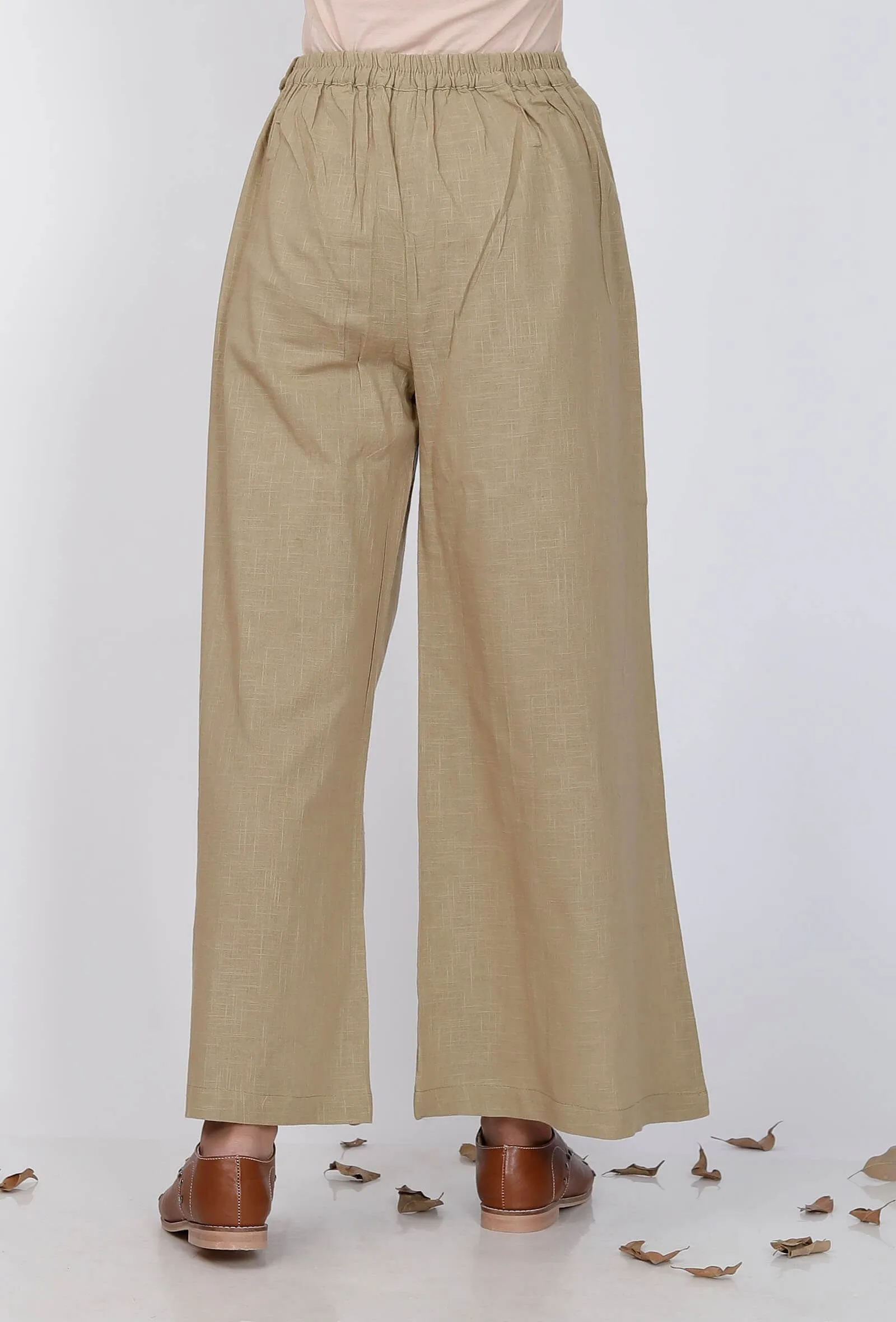Grey Cotton Flared Pallazo