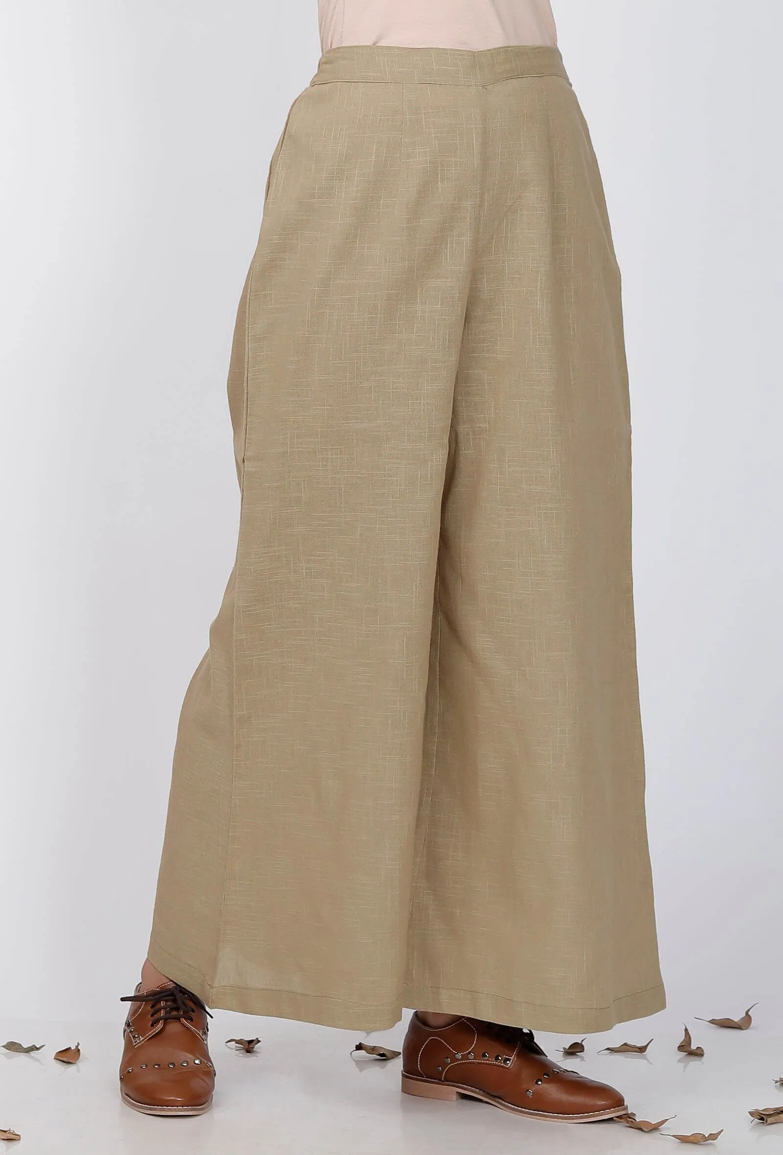 Grey Cotton Flared Pallazo