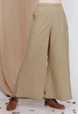 Grey Cotton Flared Pallazo