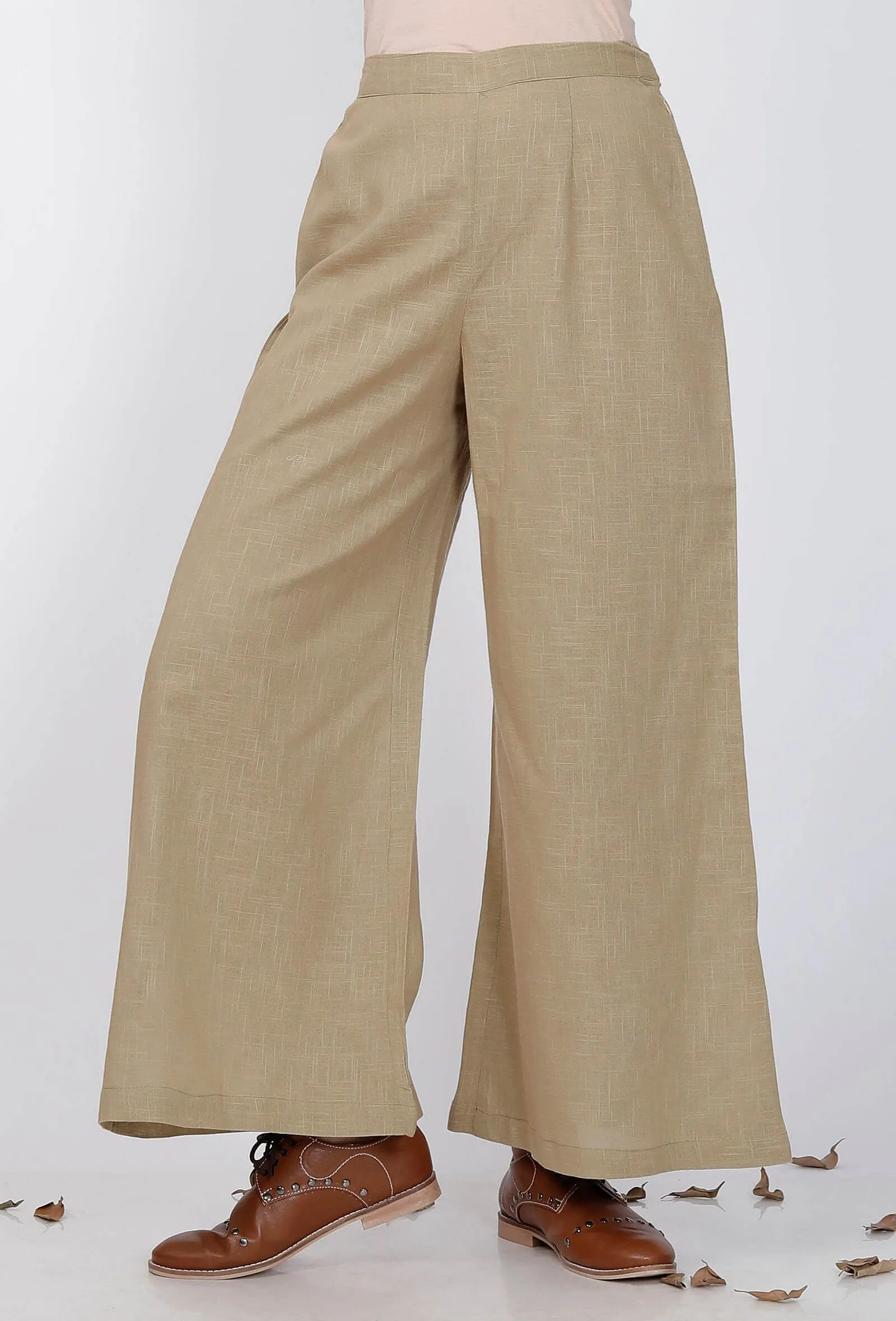 Grey Cotton Flared Pallazo