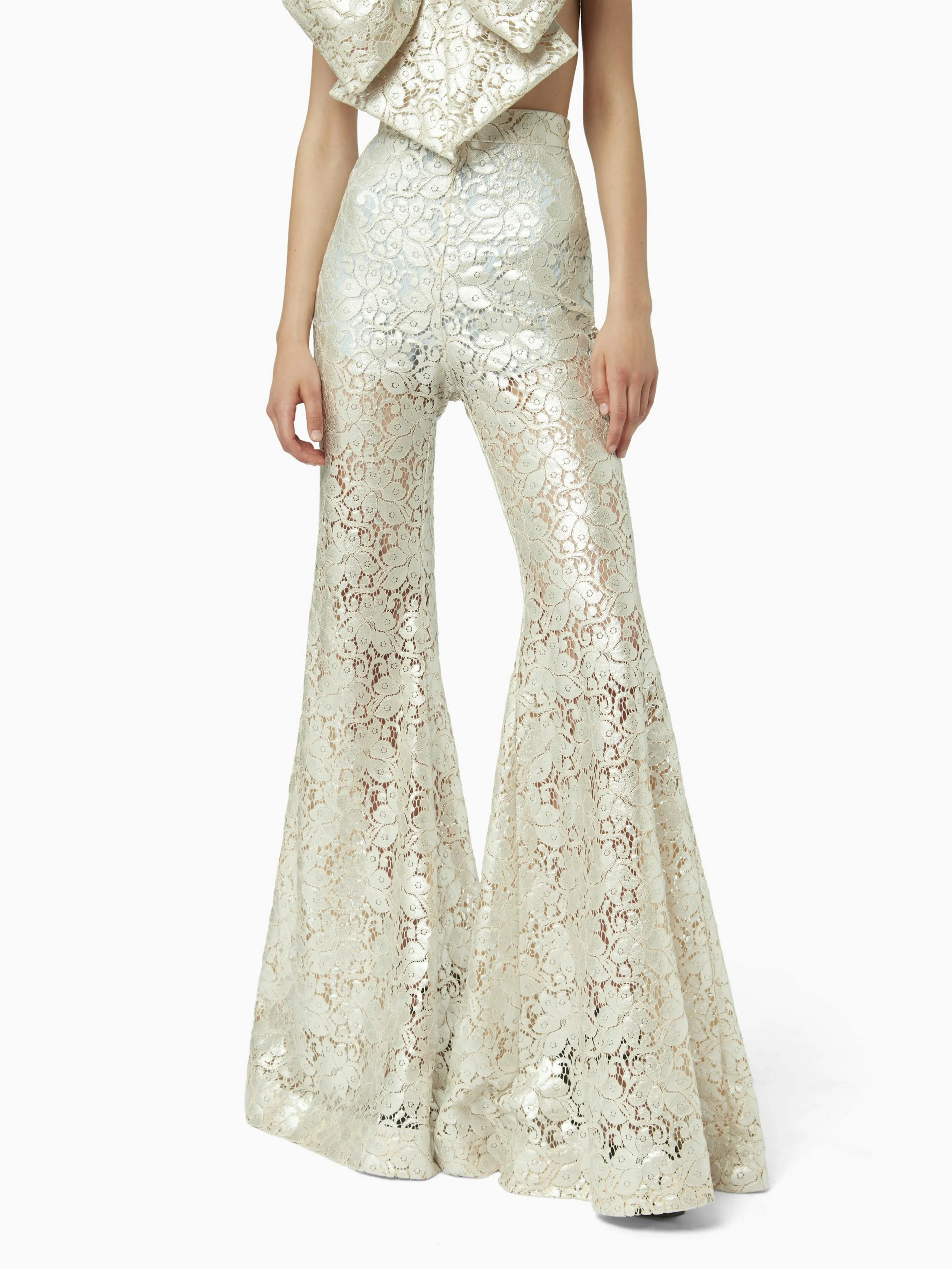 GUIPURE LACE FLARE PANTS