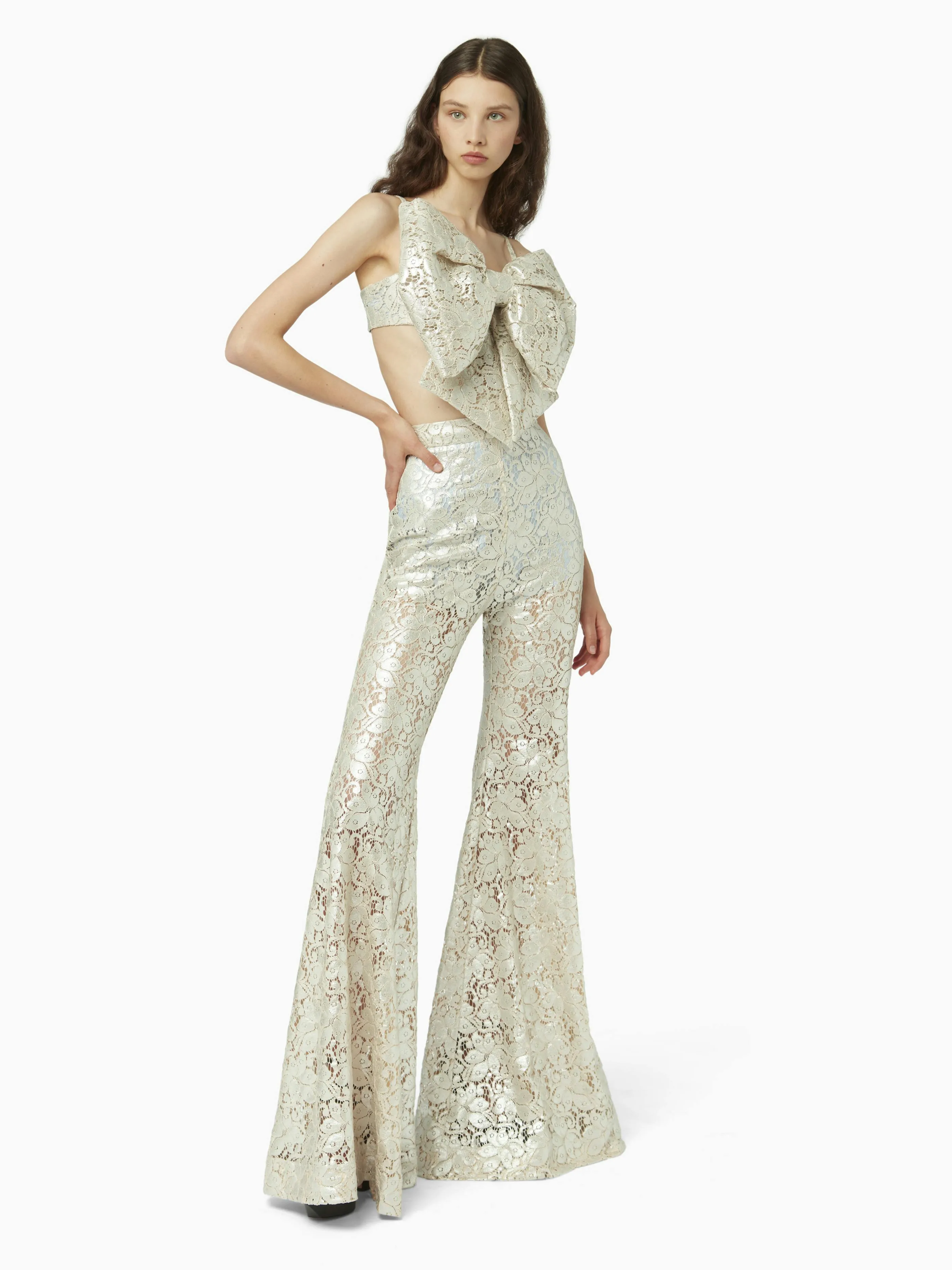 GUIPURE LACE FLARE PANTS