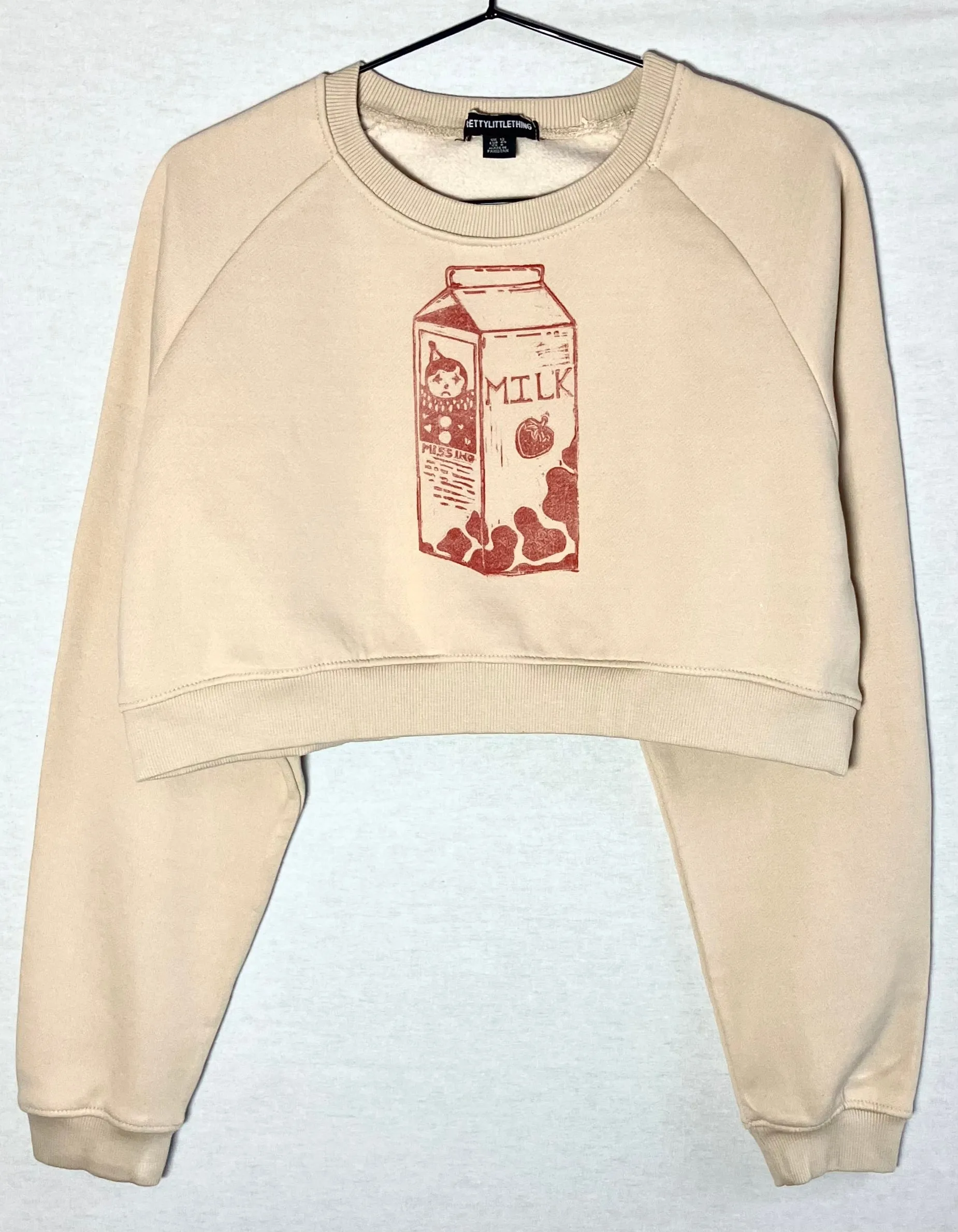 Handprinted cropped sweatshirt size 12
