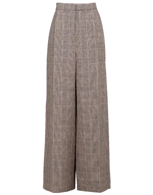 High Waist Prince of Wales Linen Pant