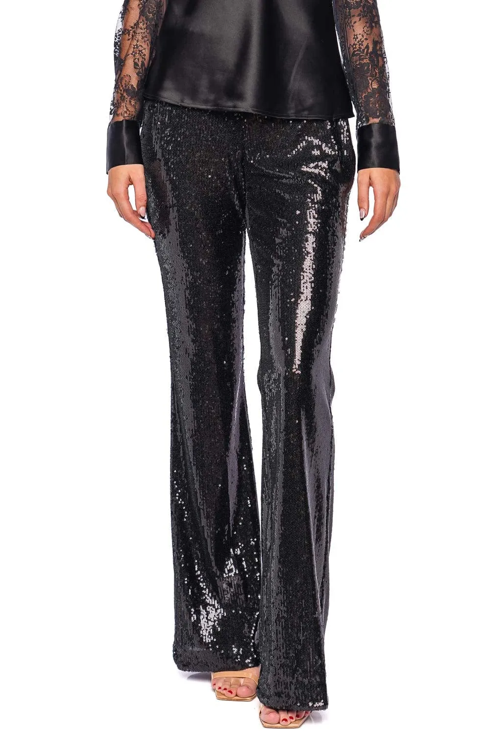 Honor Black Sequin Flared Pant