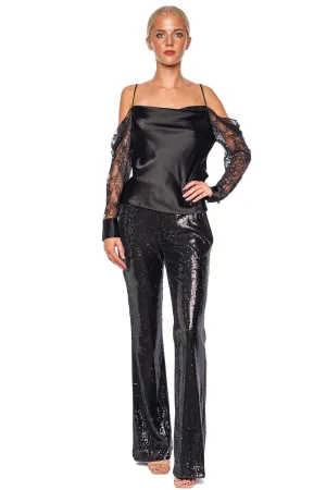 Honor Black Sequin Flared Pant