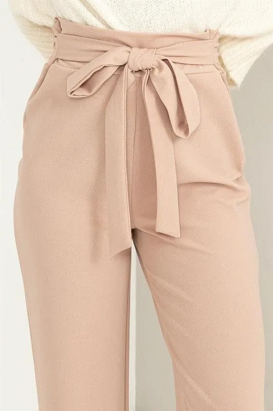 HYFVE Seeking Sultry High-Waisted Tie-Front Flared Pants, Black and Nude