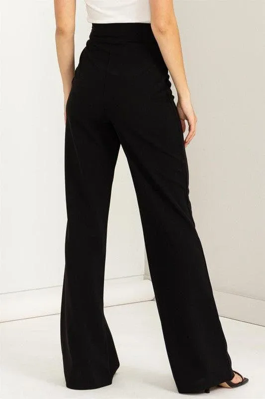 HYFVE Seeking Sultry High-Waisted Tie-Front Flared Pants, Black and Nude
