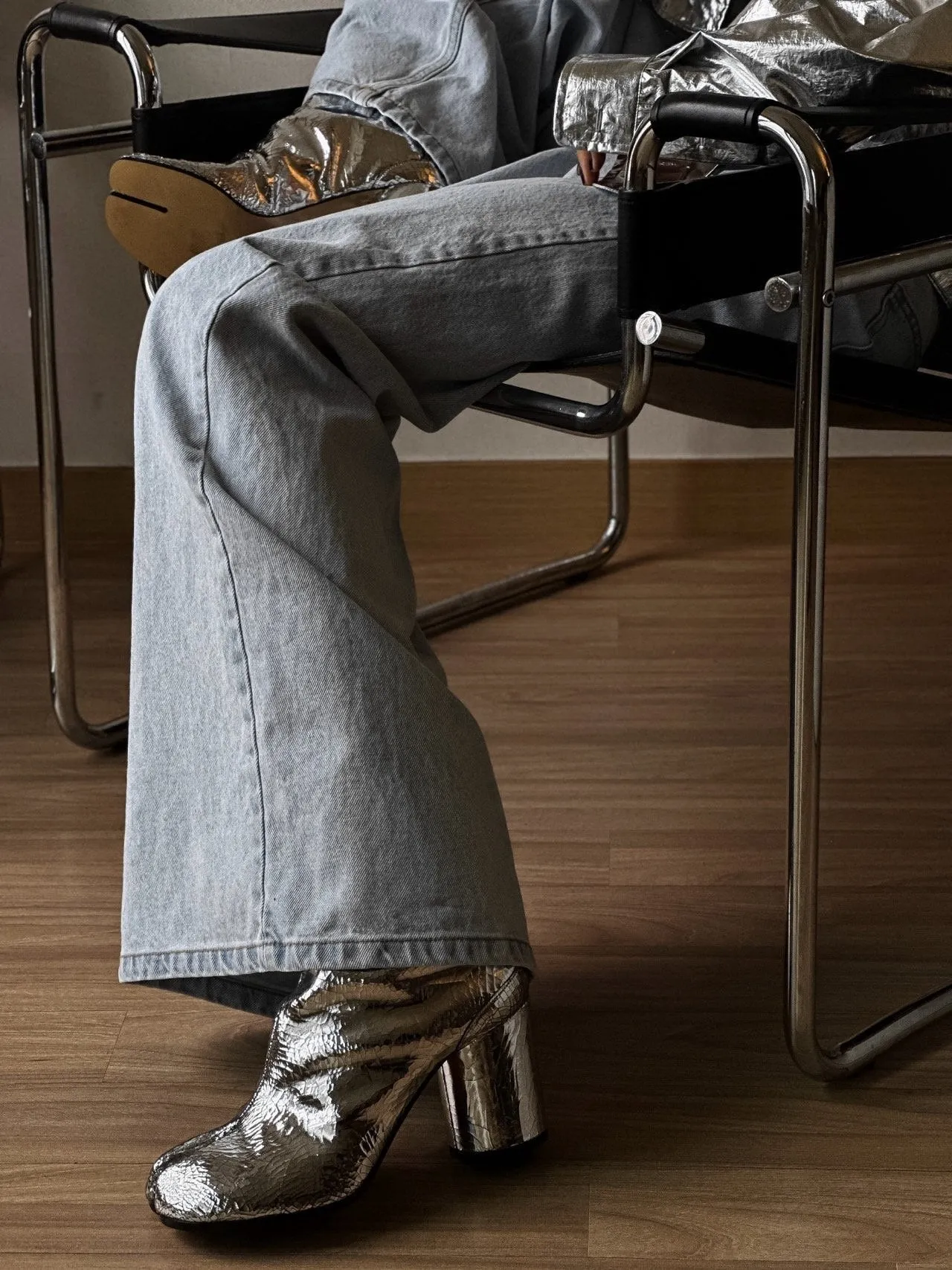 ICE BLUE WIDE LEG FLARED DENIM JEANS