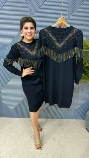 Imported Lycra Fabric Swarovski Tessel Dress GGR611
