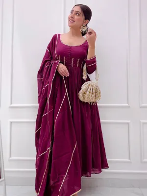 Jamuni Mulmul Anarkali Suit Set With Dupatta