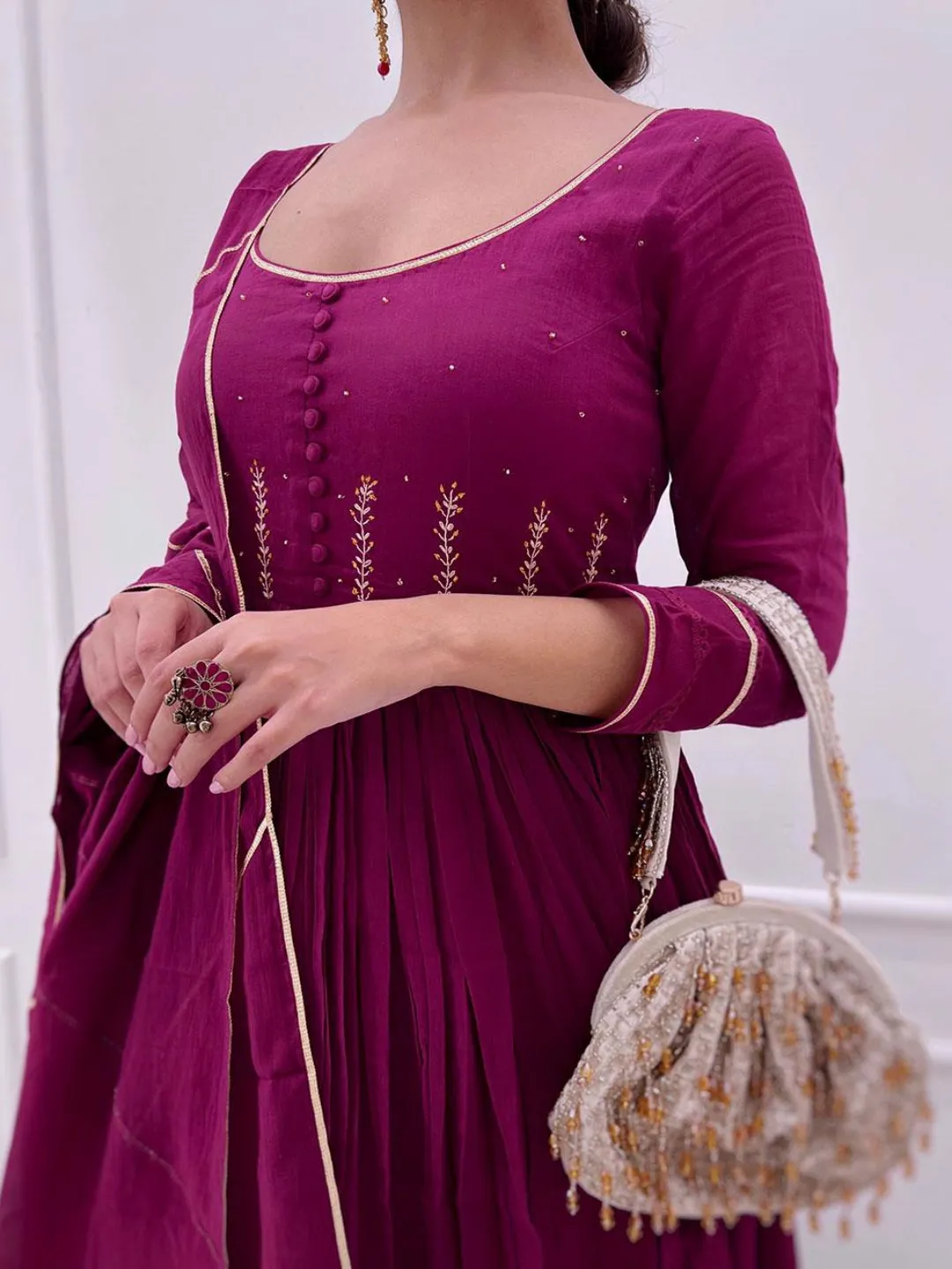 Jamuni Mulmul Anarkali Suit Set With Dupatta