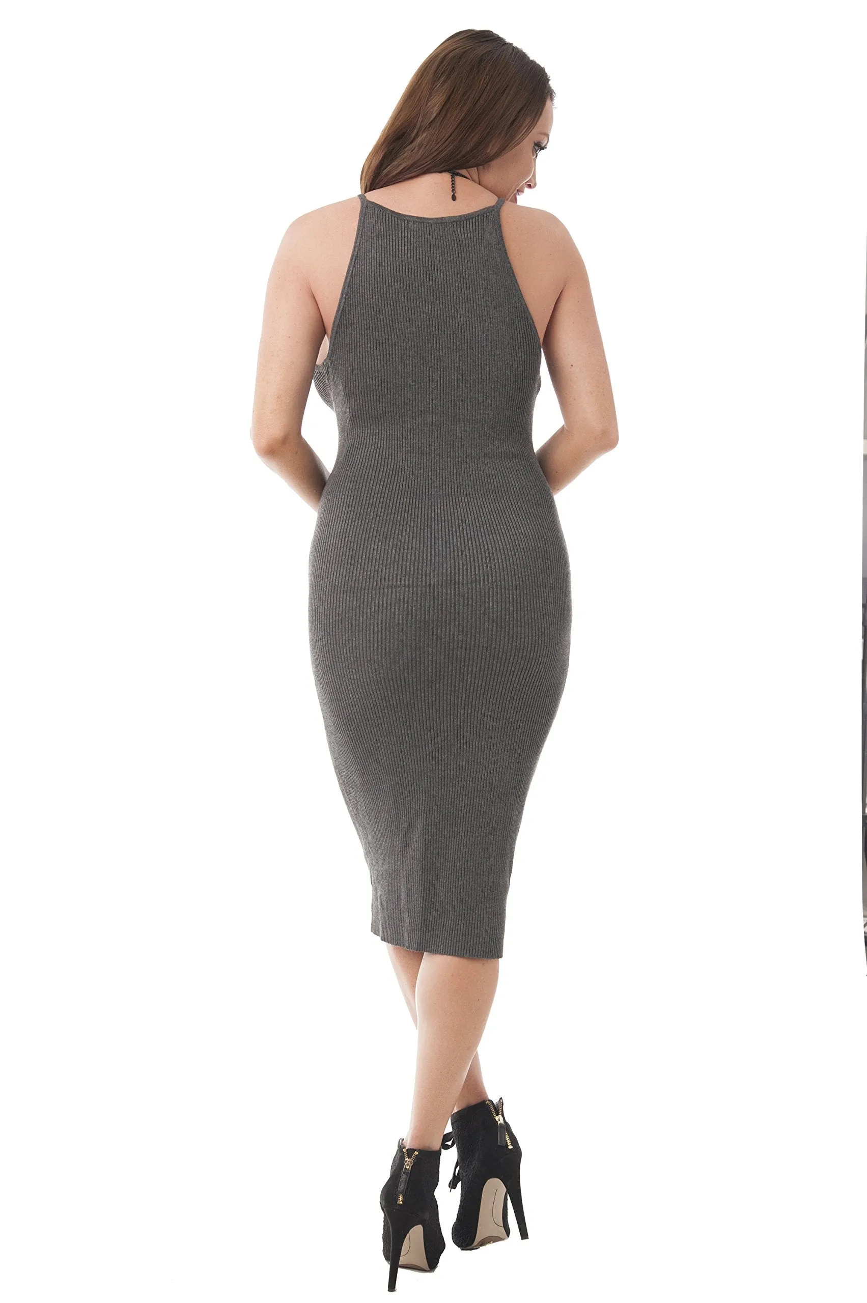 Khanomak Knit Sleeveless Fitted Rib Midi Dress