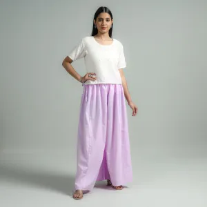 Light Purple - Plain Dyed Cotton Flared Palazzo