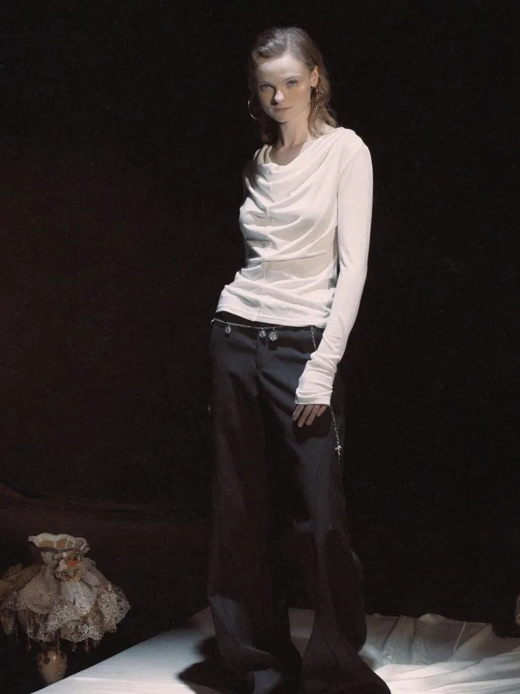 Line deconstruction tailoring draping original minimalist suit pants【s0000006444】