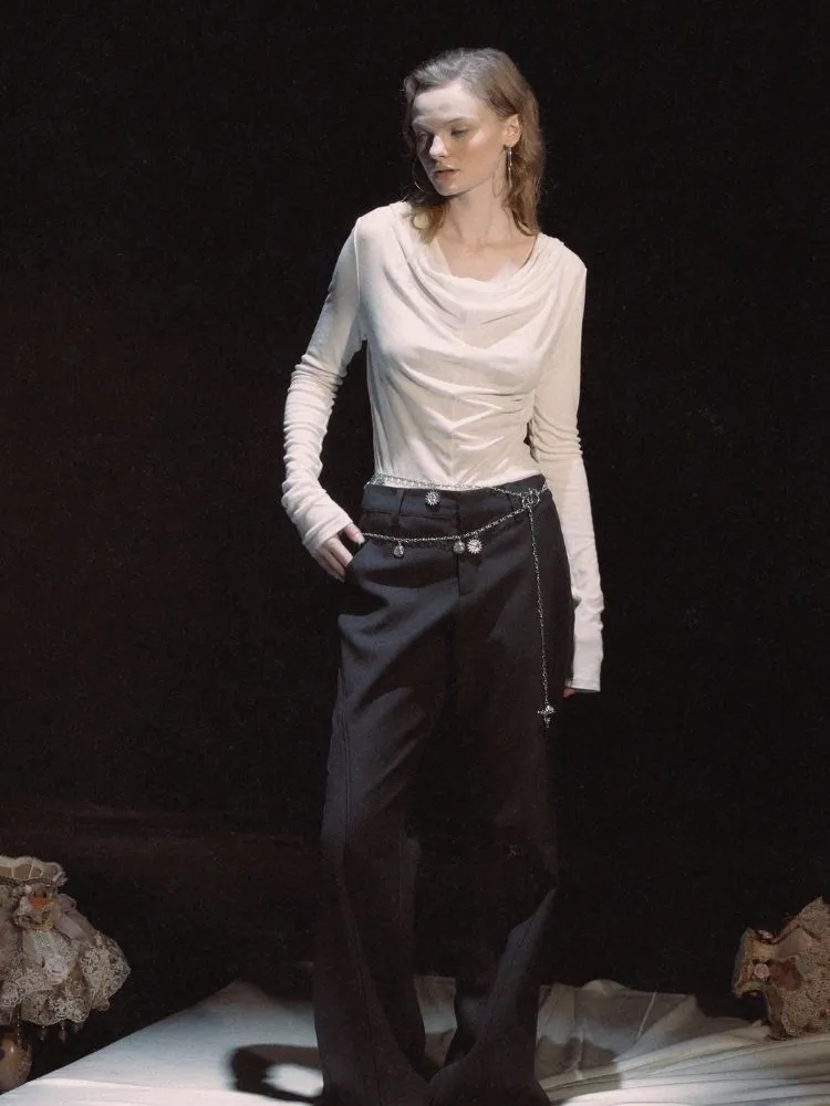 Line deconstruction tailoring draping original minimalist suit pants【s0000006444】