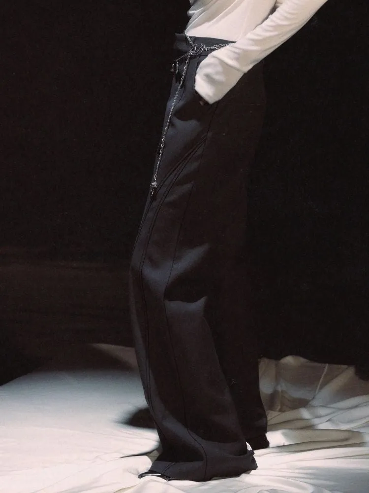 Line deconstruction tailoring draping original minimalist suit pants【s0000006444】