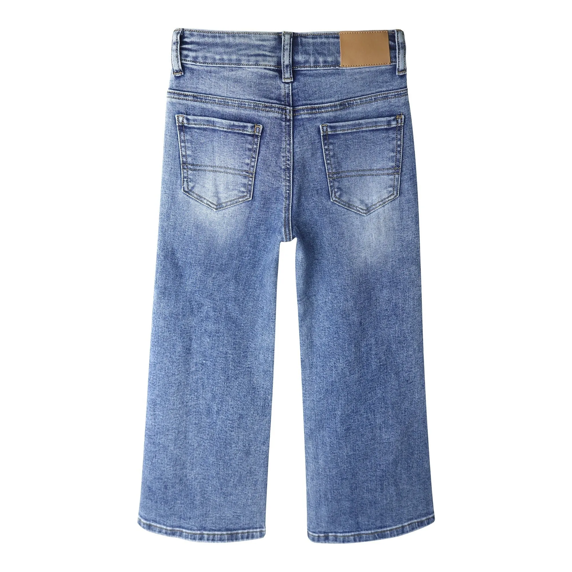 Little Girls Jeans, 12M-13T Wide Size Range Wide-leg Flared Stretchy Denim Pants