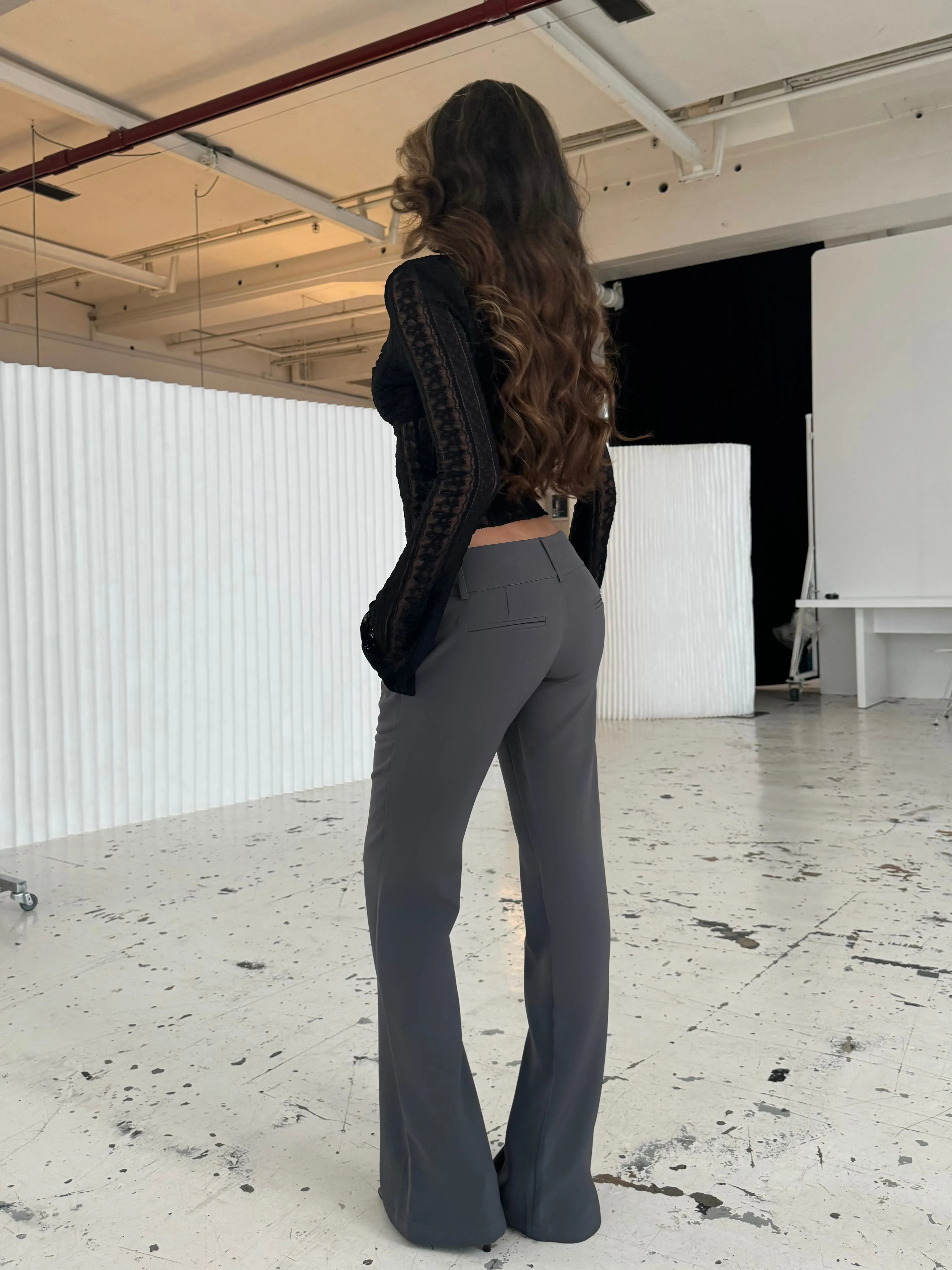 Livia low waist bukser - mørk grå