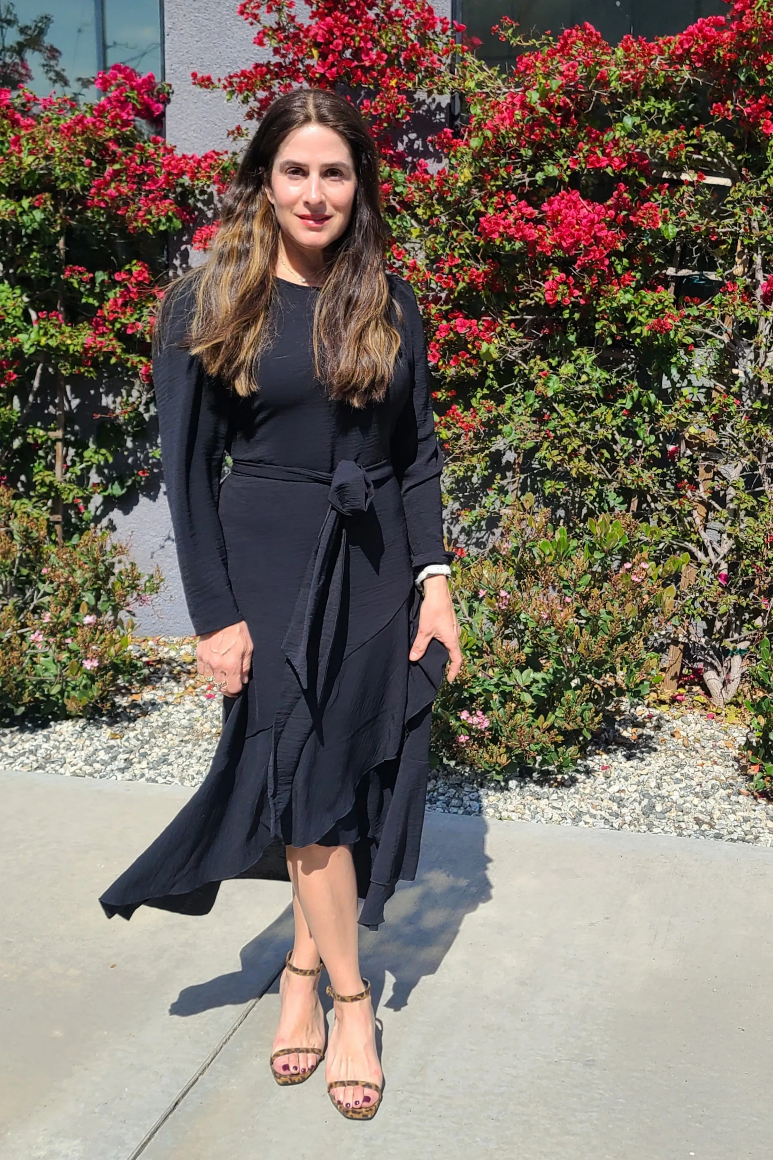 Long Sleeve Faux Wrap Dress
