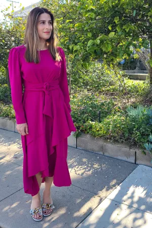 Long Sleeve Faux Wrap Dress