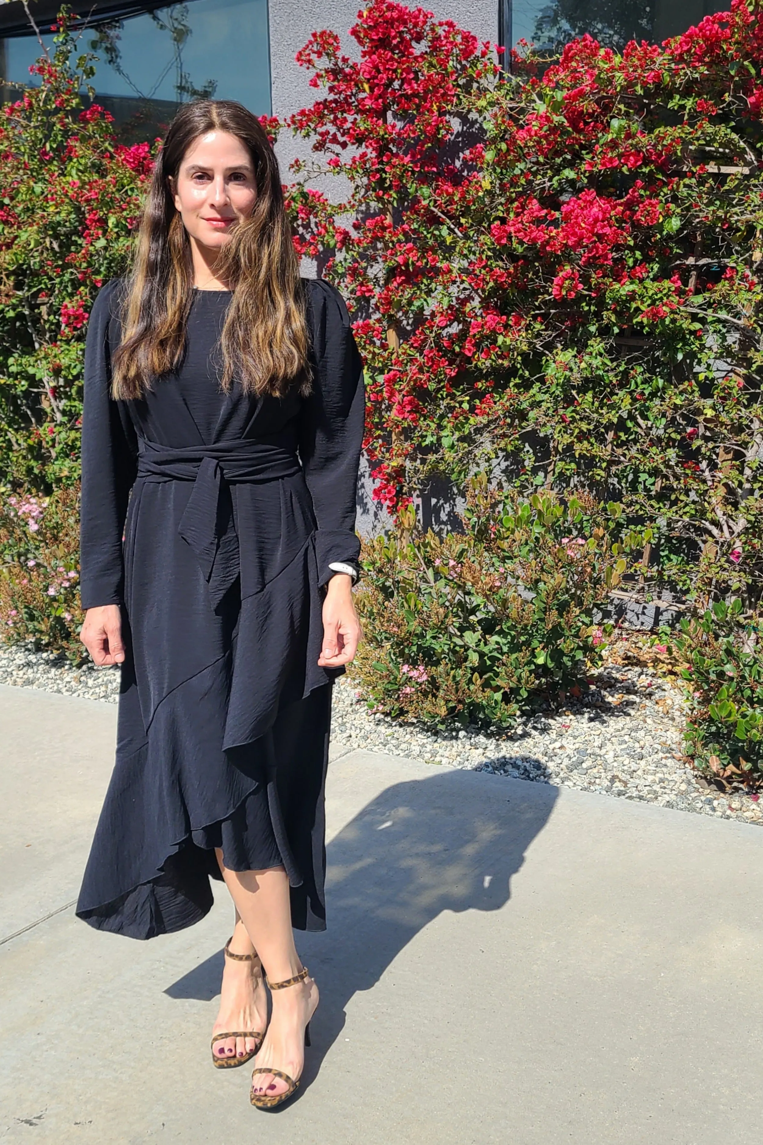 Long Sleeve Faux Wrap Dress