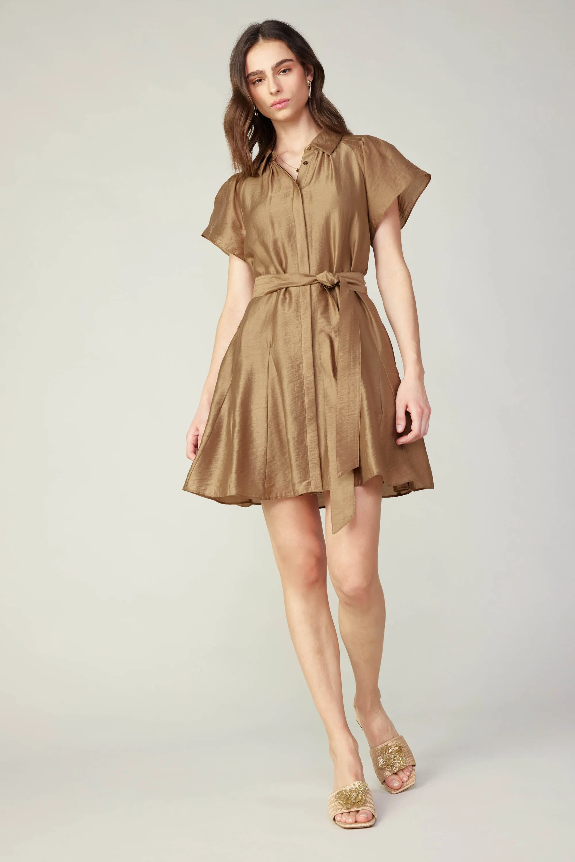 Lustrous Godet Mini Dress