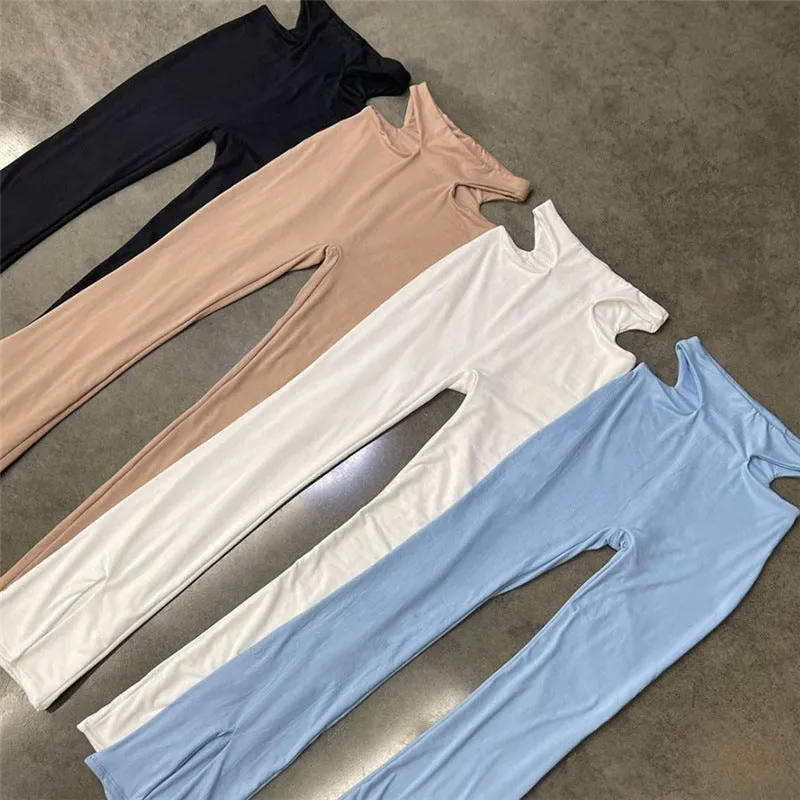 MB FASHION High-Waisted Flared Pants with Hip Cutouts and Front Slits 3223R