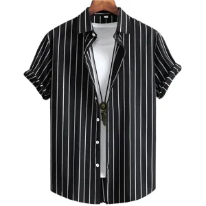 Men's Black Floral Hawaiian Shirt – High-Quality Loose Fit Casual Summer Short Sleeve