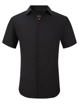 Men's black short sleeves shirt stretch material