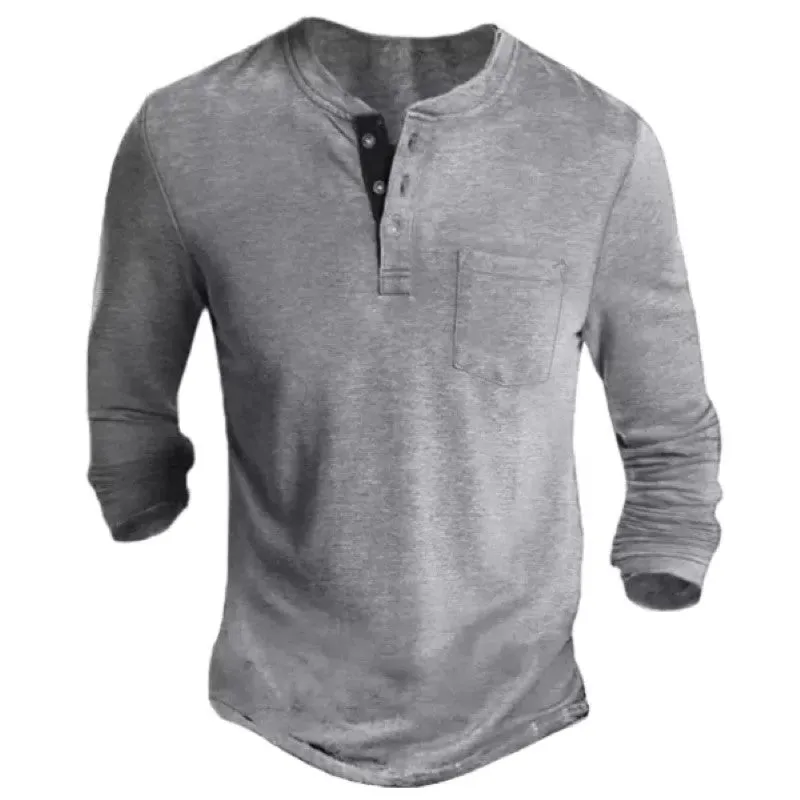 Men's Half Open Collar Henley T Shirt