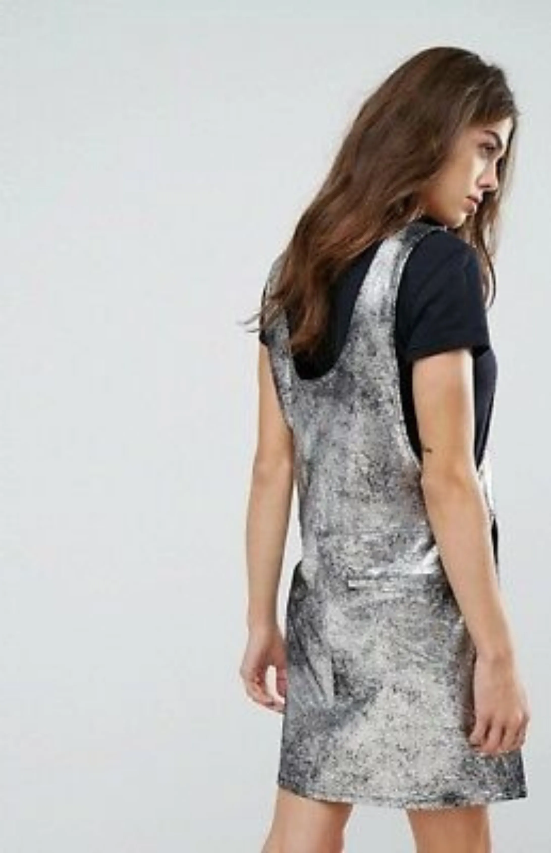 Metallic Overall Mini Dress
