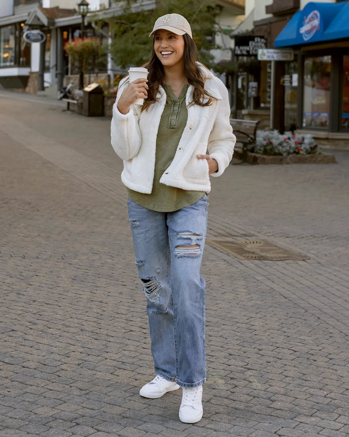Mineral Washed Chive Waffle Henley
