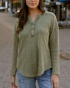 Mineral Washed Chive Waffle Henley