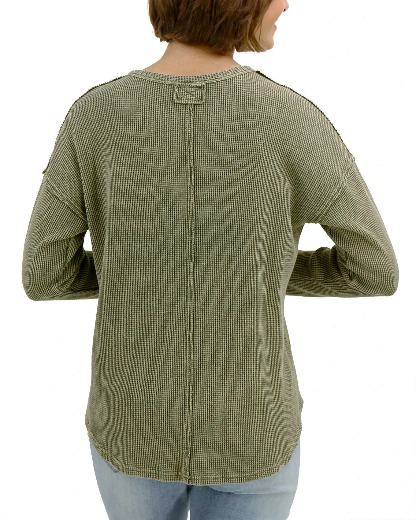 Mineral Washed Chive Waffle Henley