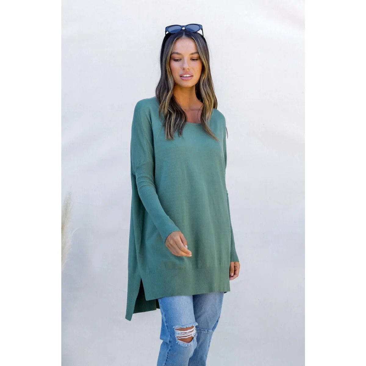 Minimalist Collective - Luella Hi-Lo Knit Moss