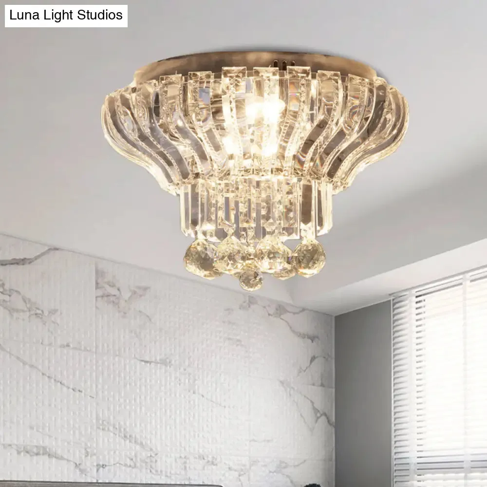 Minimalist Crystal LED Flush Mount Light for Bedroom - Stylish & Compact Ceiling Lighting