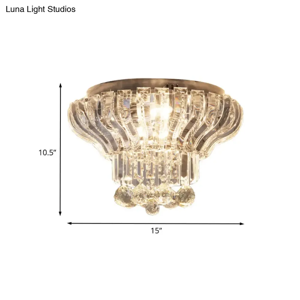 Minimalist Crystal LED Flush Mount Light for Bedroom - Stylish & Compact Ceiling Lighting