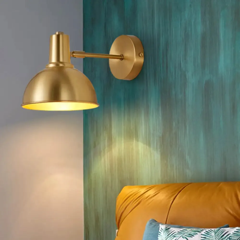 Minimalist Dome/Cone Brass Wall Mount Reading Lamp - Single Golden Sconce Light Fixture