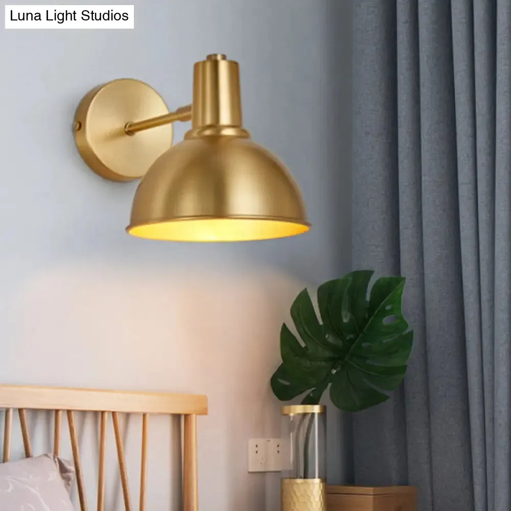 Minimalist Dome/Cone Brass Wall Mount Reading Lamp - Single Golden Sconce Light Fixture
