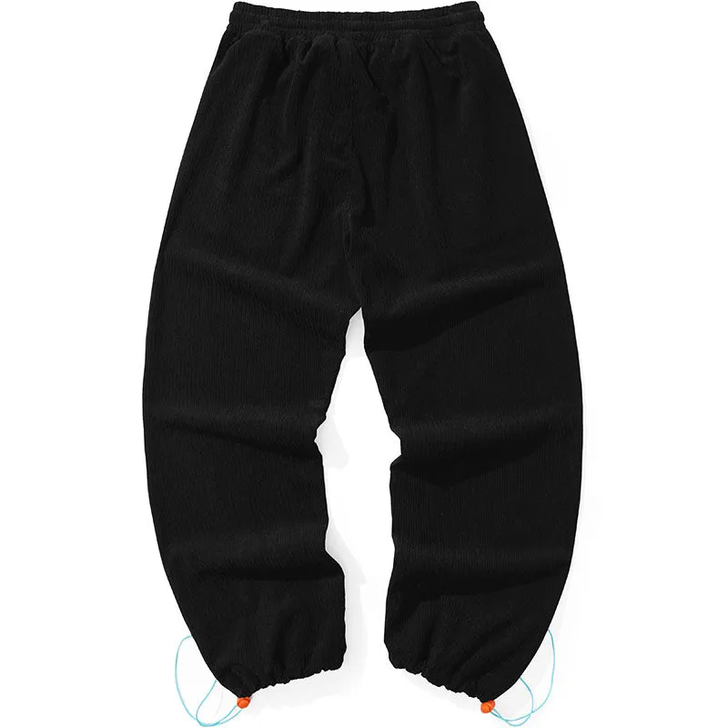 Minimalist Plain Label Loose Straight Casual Pants